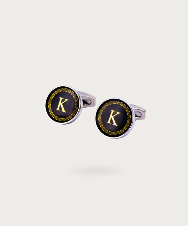 "Bouton de manchette personnalisable avec initial K - La Signature du Style"