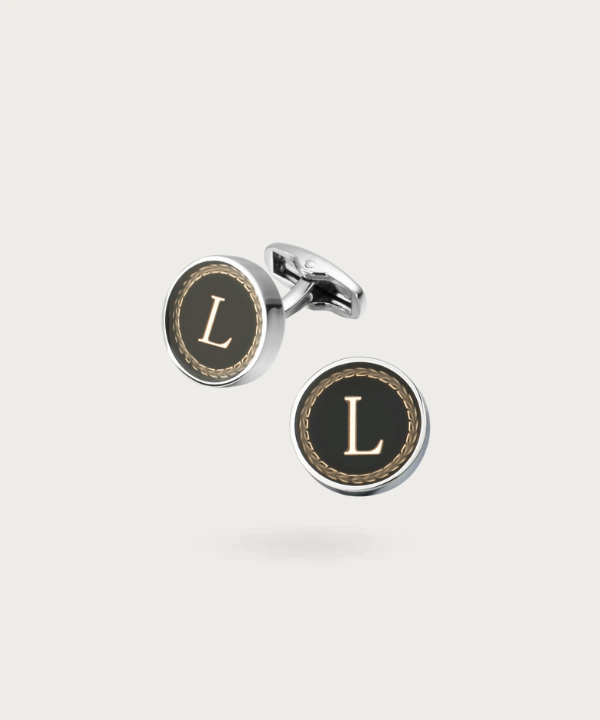 "Bouton de manchette personnalisable avec initial L - La Signature du Style"