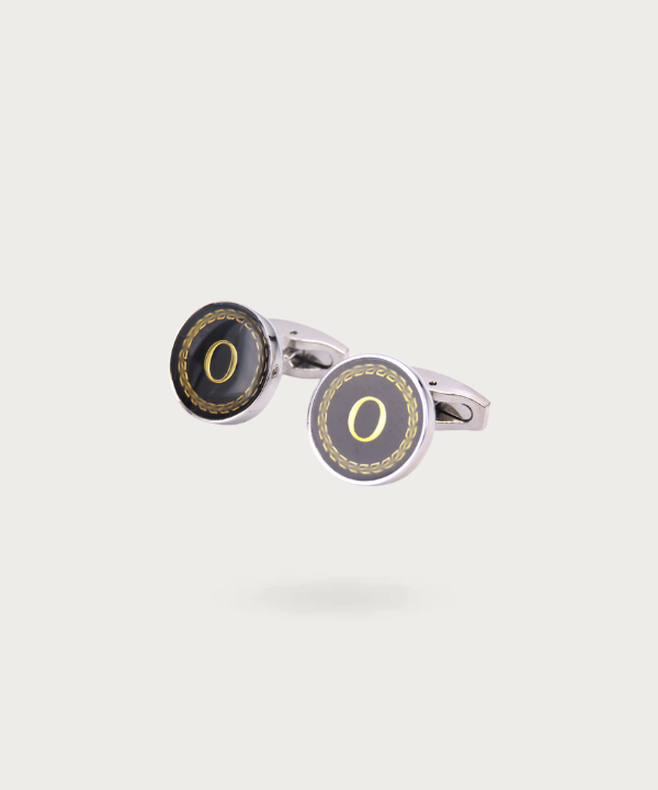 "Bouton de manchette personnalisable avec initial O - La Signature du Style"