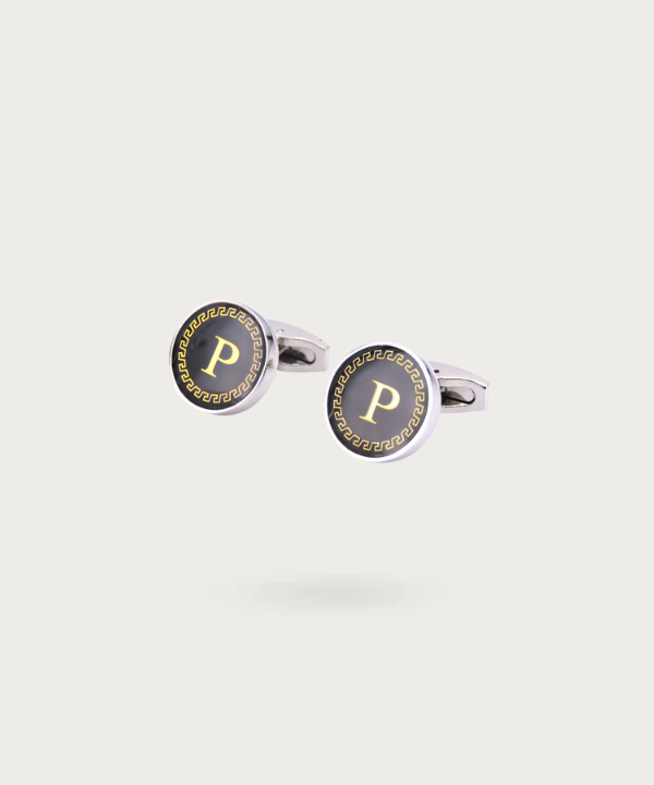 "Bouton de manchette personnalisable avec initial P - La Signature du Style"