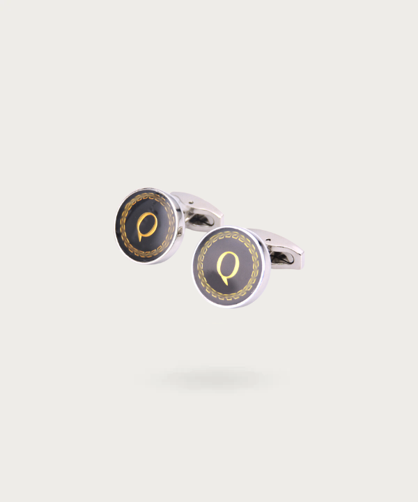 "Bouton de manchette personnalisable avec initial Q - La Signature du Style"