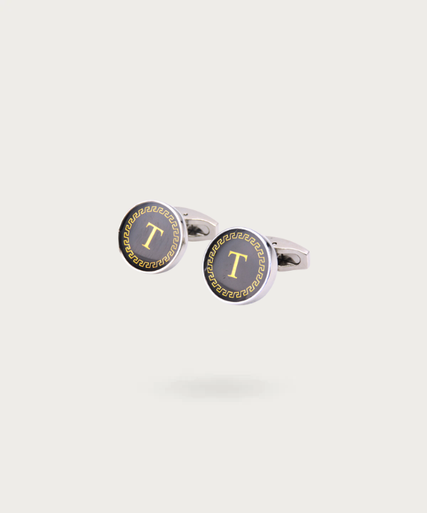 "Bouton de manchette personnalisable avec initial T - La Signature du Style"