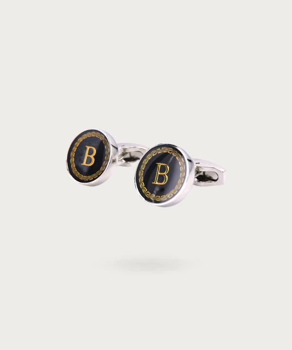 "Bouton de manchette personnalisable avec initial B - La Signature du Style"