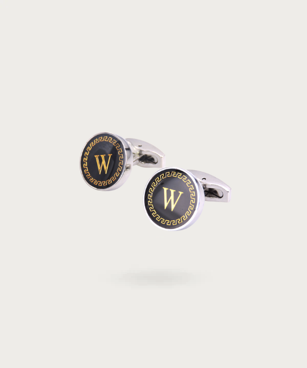 "Bouton de manchette personnalisable avec initial W - La Signature du Style"