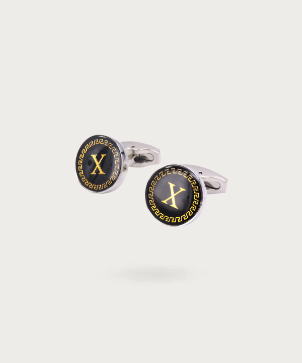 "Bouton de manchette personnalisable avec initial X - La Signature du Style"