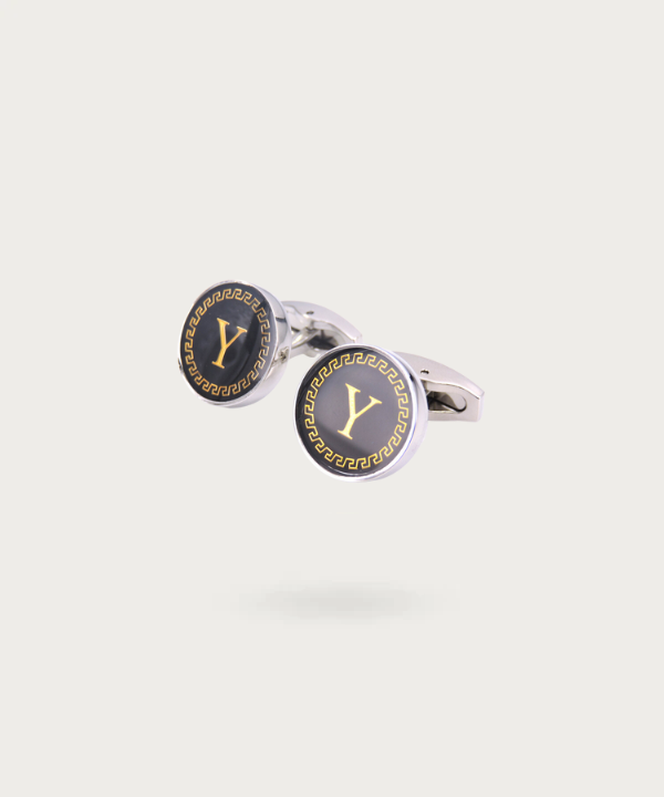 "Bouton de manchette personnalisable avec initial Y - La Signature du Style"