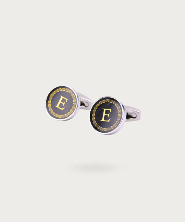 "Bouton de manchette personnalisable avec initial E - La Signature du Style"