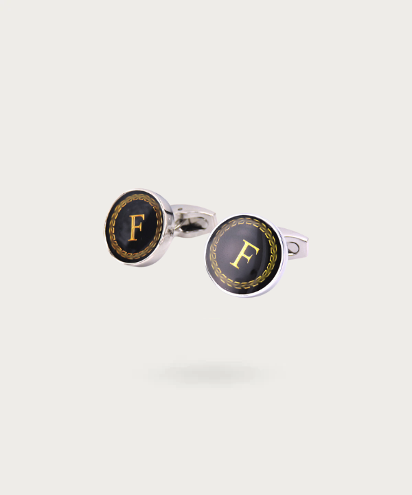 "Bouton de manchette personnalisable avec initial F - La Signature du Style"