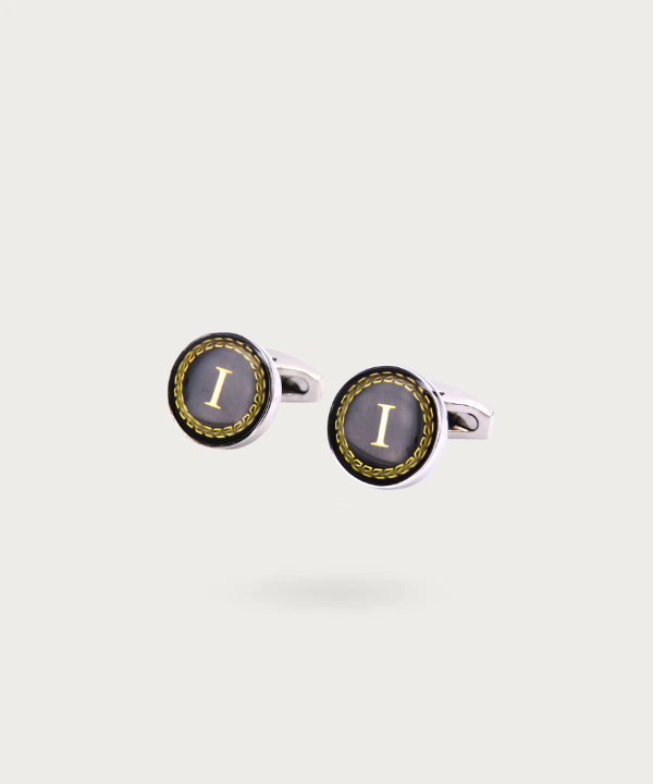 "Bouton de manchette personnalisable avec initial I - La Signature du Style"