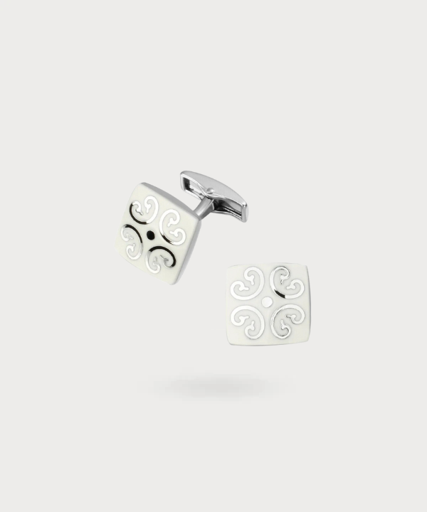 Boutons de manchette carrés en argent finement sculptés - Argent Sculptural
