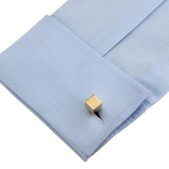 Bouton de manchette en forme de cube doré brillant