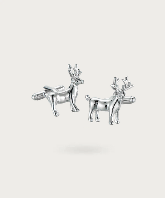 Boutons de manchette en forme de cerf, symbolisant la grâce, la dignité et la majesté de la faune.