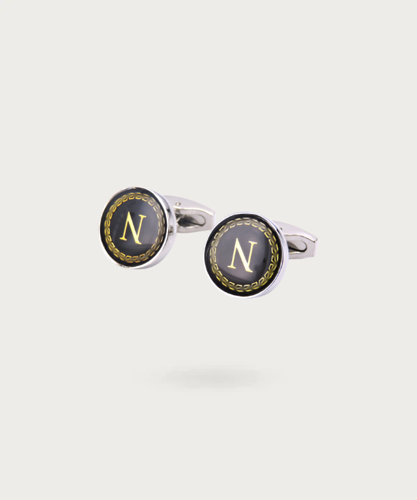 "Bouton de manchette personnalisable avec initial N - La Signature du Style"