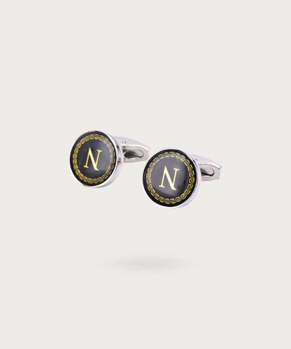"Bouton de manchette personnalisable avec initial N - La Signature du Style"