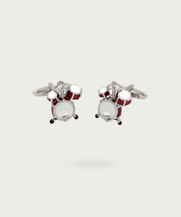 Boutons de manchette en forme de batterie pour les amoureux du rythme - Rythme Synchronisé