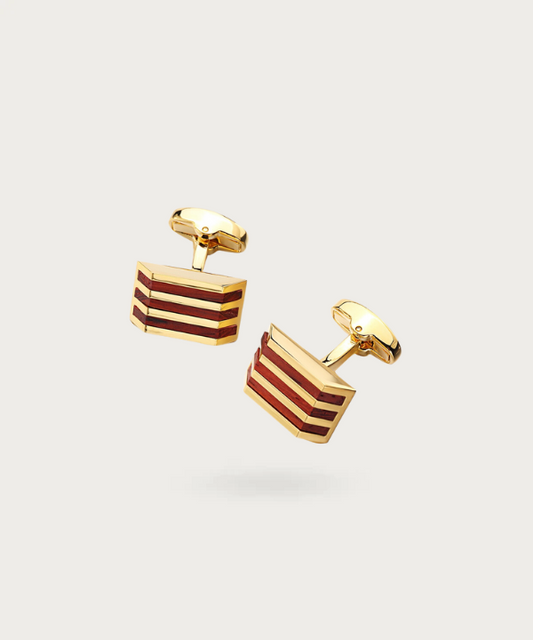 Boutons de manchette en bois avec finition dorée - Essence Dorée de Manchette-Parisienne