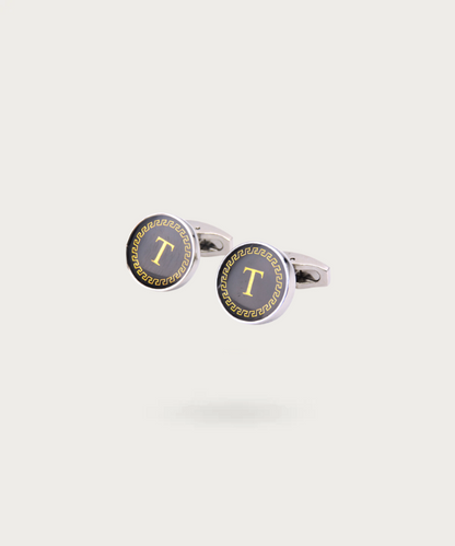 "Bouton de manchette personnalisable avec initial T - La Signature du Style"