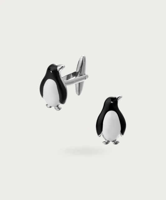 Boutons de manchette délicatement conçus en forme de pingouins