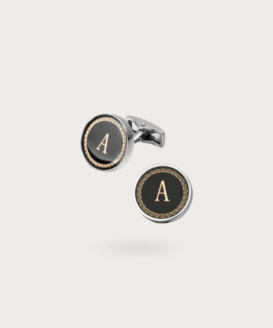 "Bouton de manchette personnalisable avec initial A - La Signature du Style"