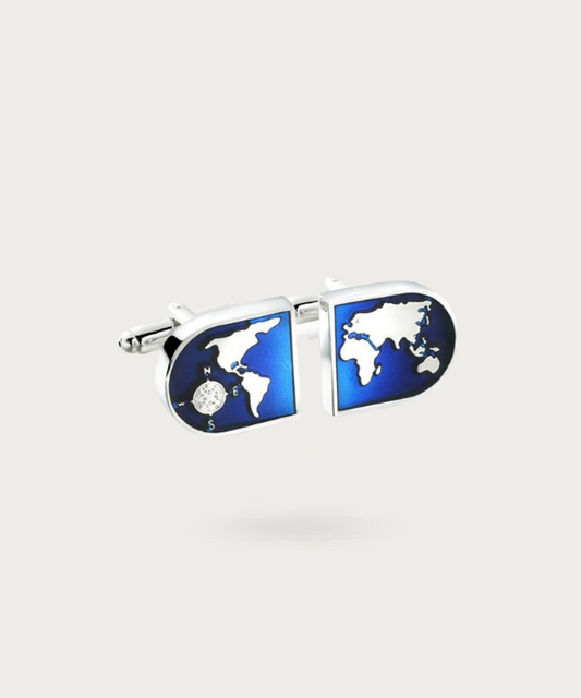 Boutons de manchette Globe-Trotter en forme de carte du monde