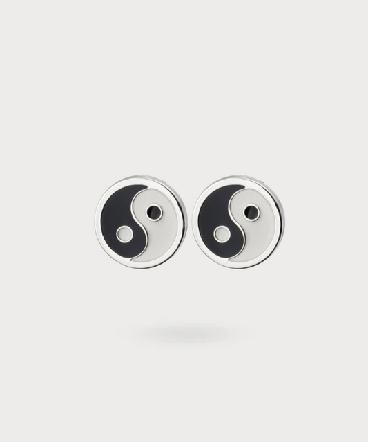 Boutons de manchette Yin-Yang pour une élégance zen - Equilibre Cosmique