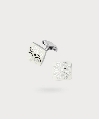 Boutons de manchette carrés en argent finement sculptés - Argent Sculptural