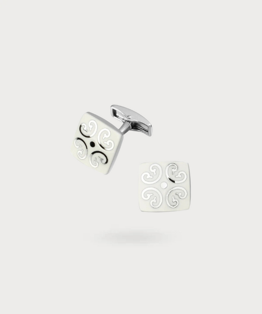 Boutons de manchette carrés en argent finement sculptés - Argent Sculptural