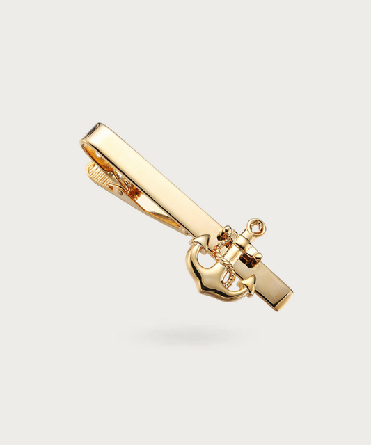 Pince à cravate Nautica avec ancre marine en argent ou or