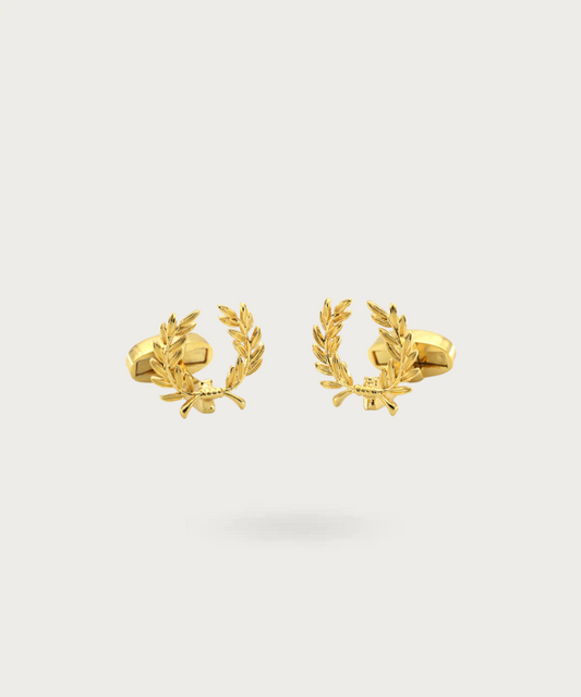 "Bouton de manchette en forme de couronne de laurier"