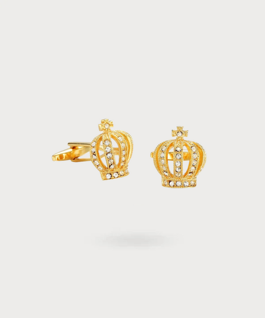 Boutons de manchette en forme de couronne de roi dorée - Majesté Royale
