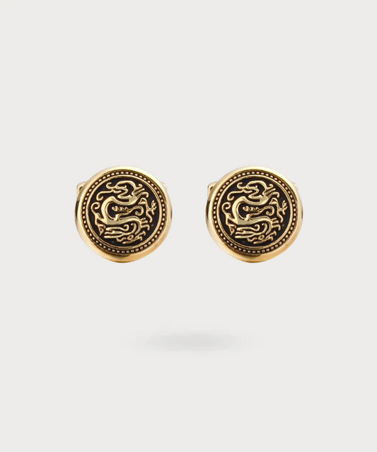 Boutons de manchette avec dragon en or - Dragon Doré
